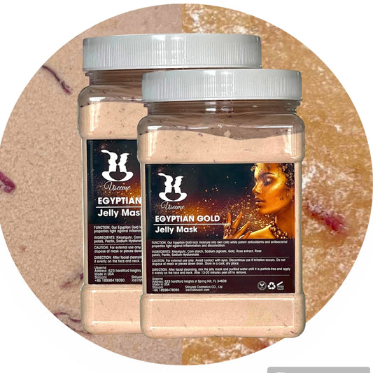 UseeMe 24k GOLD JELLY MASK W/EGYPTIAN ROSE PETALS for Facials Professional: Peel Off Hydro Jelly Mask Powder: Hydrating, Brightening Jelly Face Masks | DIY SPA Rubber Mask | Vajacial Jelly Mask Jar