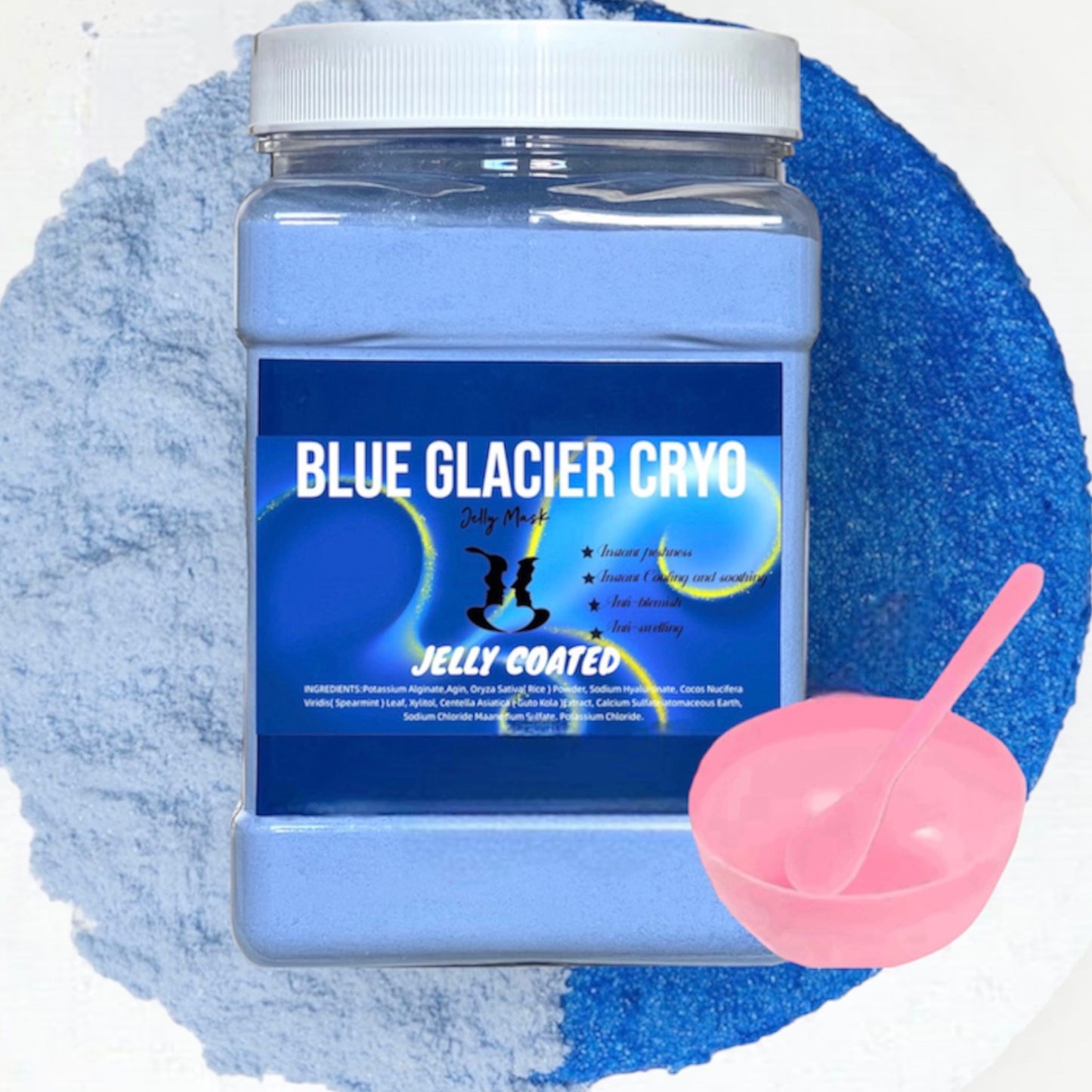 Blue Glacier Cryo Jelly Mask for Facials: Peel Off Hydrojelly Mask PowderJar: Hydrating, Brightening, Firming Jelly Face Masks