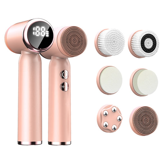LED Screen Touch Control Hot & Cold Compress IPX6 Grade Waterproof Electric Ultrasonic Facial Cleansing Silicone Brush