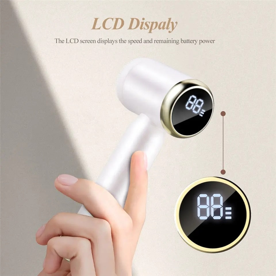 LED Screen Touch Control Hot & Cold Compress IPX6 Grade Waterproof Electric Ultrasonic Facial Cleansing Silicone Brush