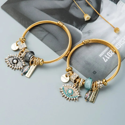 Personalized DIY Devil's Eye Crystal Pendant Gold Plated Bracelet Fashion Internet Celebrity Charm Bracelet Female
