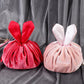 Cosmetic Bag Round Velvet Soft Makeup Bag Drawstring Rabbit Ear Travel Make Up Organizer
