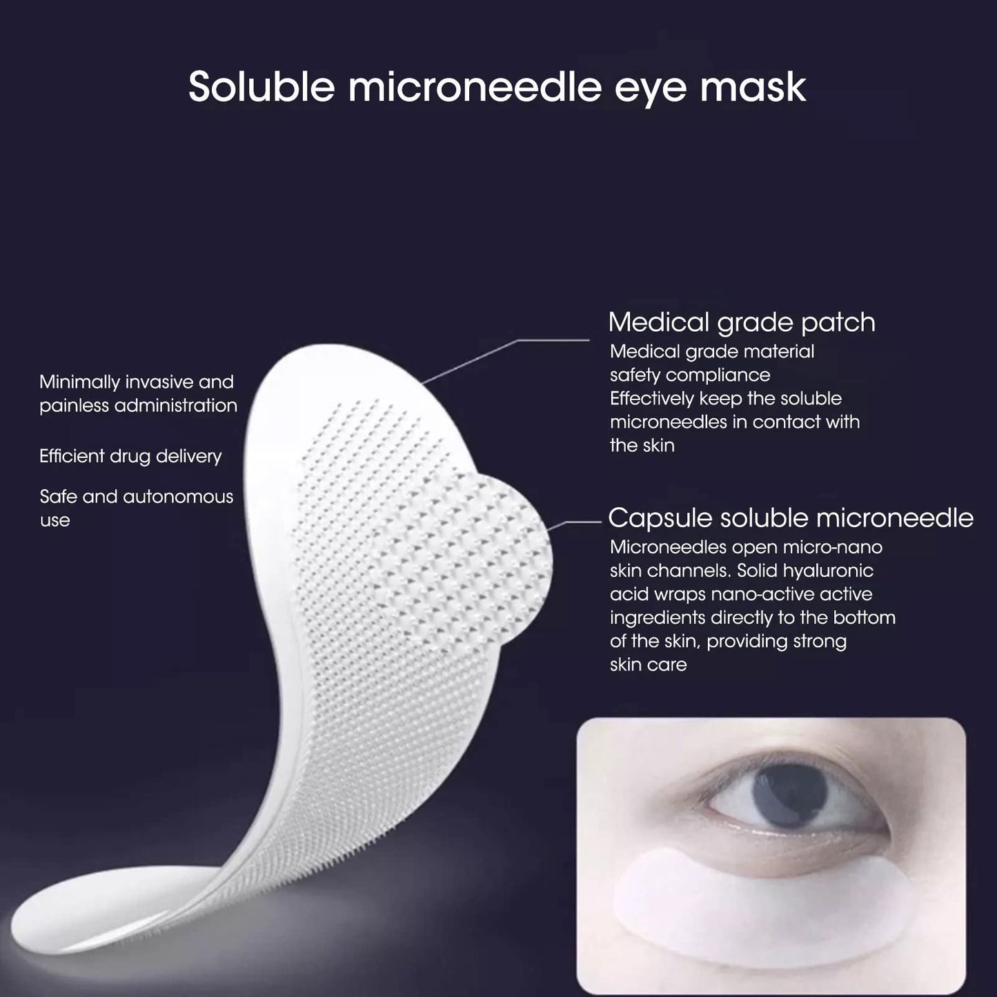 4 Microcrystal Microneedle Under Eye Patches Hyaluronic Acid Dissolving Eye Patches for Puffy Eyes Undereye Bags Dark Circles