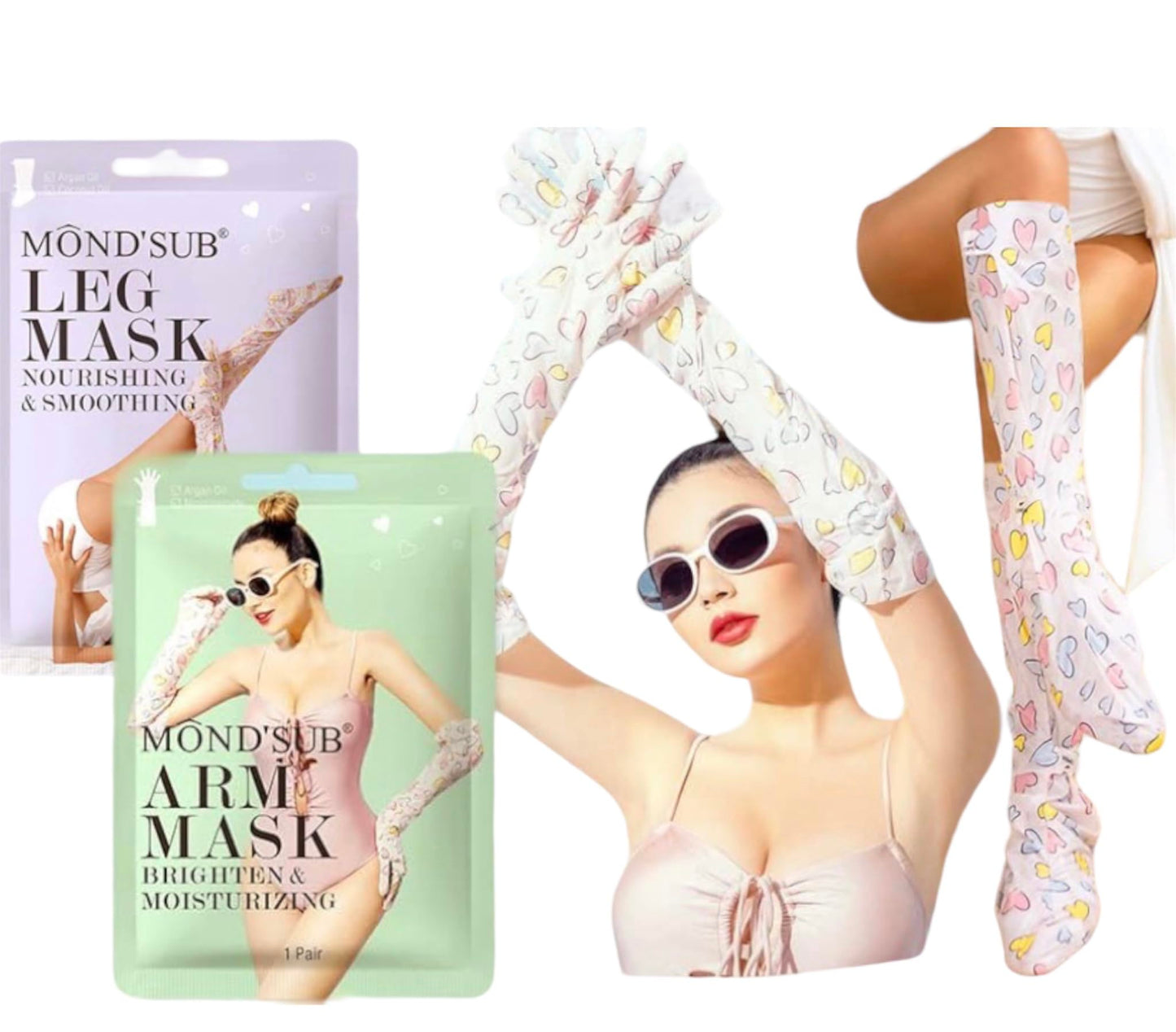 Arm Sleeves for Dry Cracked Hand Repair Mask for Working Hands & Hydrating Leg Wraps for Crepey Skin: Feet Socks for Dry Cracked Heels: Leg Relax Therapy, Leg Exfoliator for Strawberry Legs